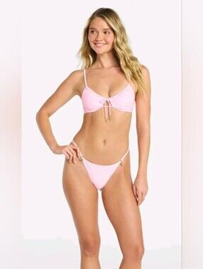 Women's Light Pink Polka Dot Bikini Set Size L/XL